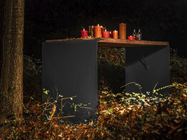 BARTAFEL VAN TABLE D AMIS 200 x 80 cm - aluminium   afrormosia