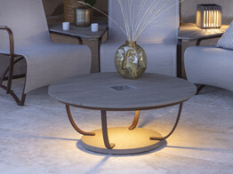 JET STREAM TABLE BASSE LUMINEUSE SOLAIRE ALU COULEUR CORTEN   DURATEK